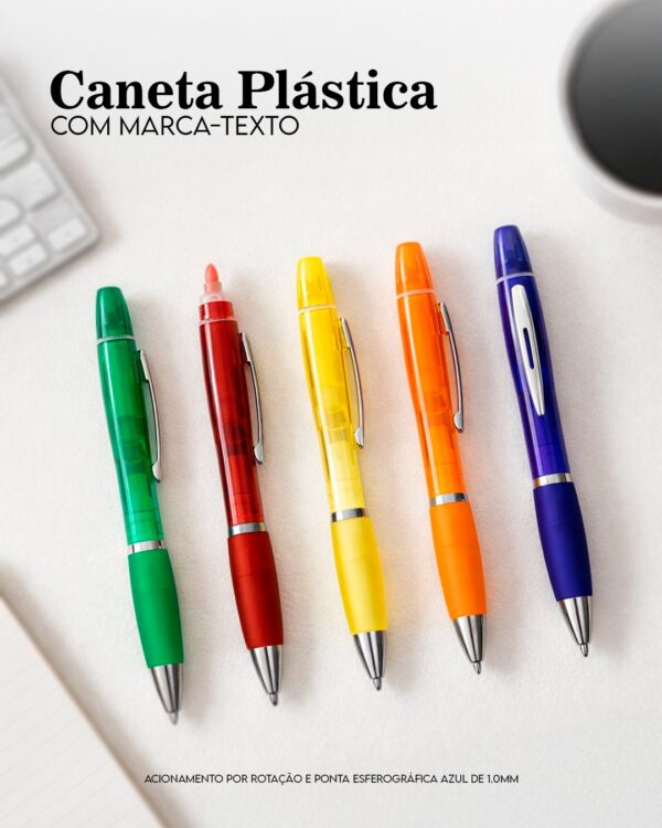 Caneta Plástica com Marca-Texto – 0911210
