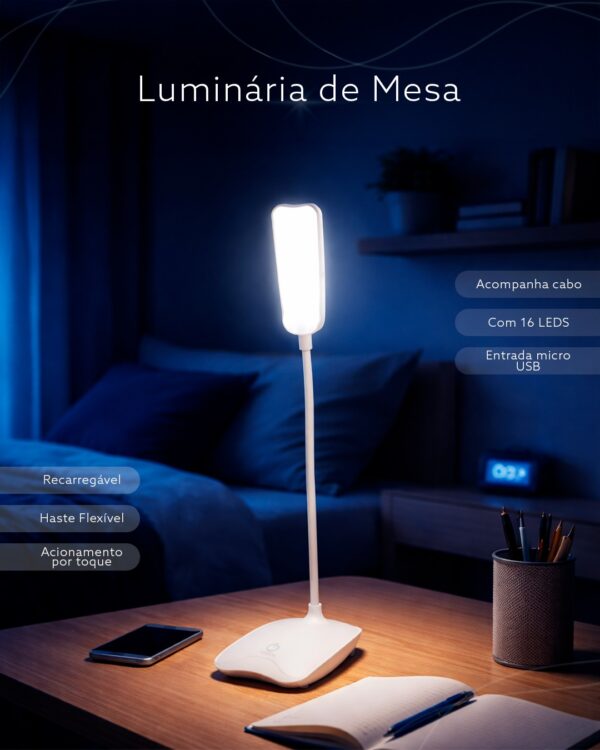 Luminária de Mesa Recarregável – 1908311
