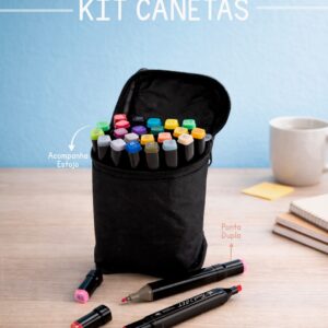 Kit Canetas Marcadoras Pontas Duplas 24 Cores - 08329-2414