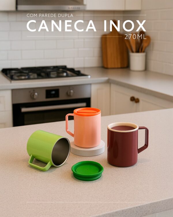 Caneca Inox Parede Dupla 270ml – P@1886910